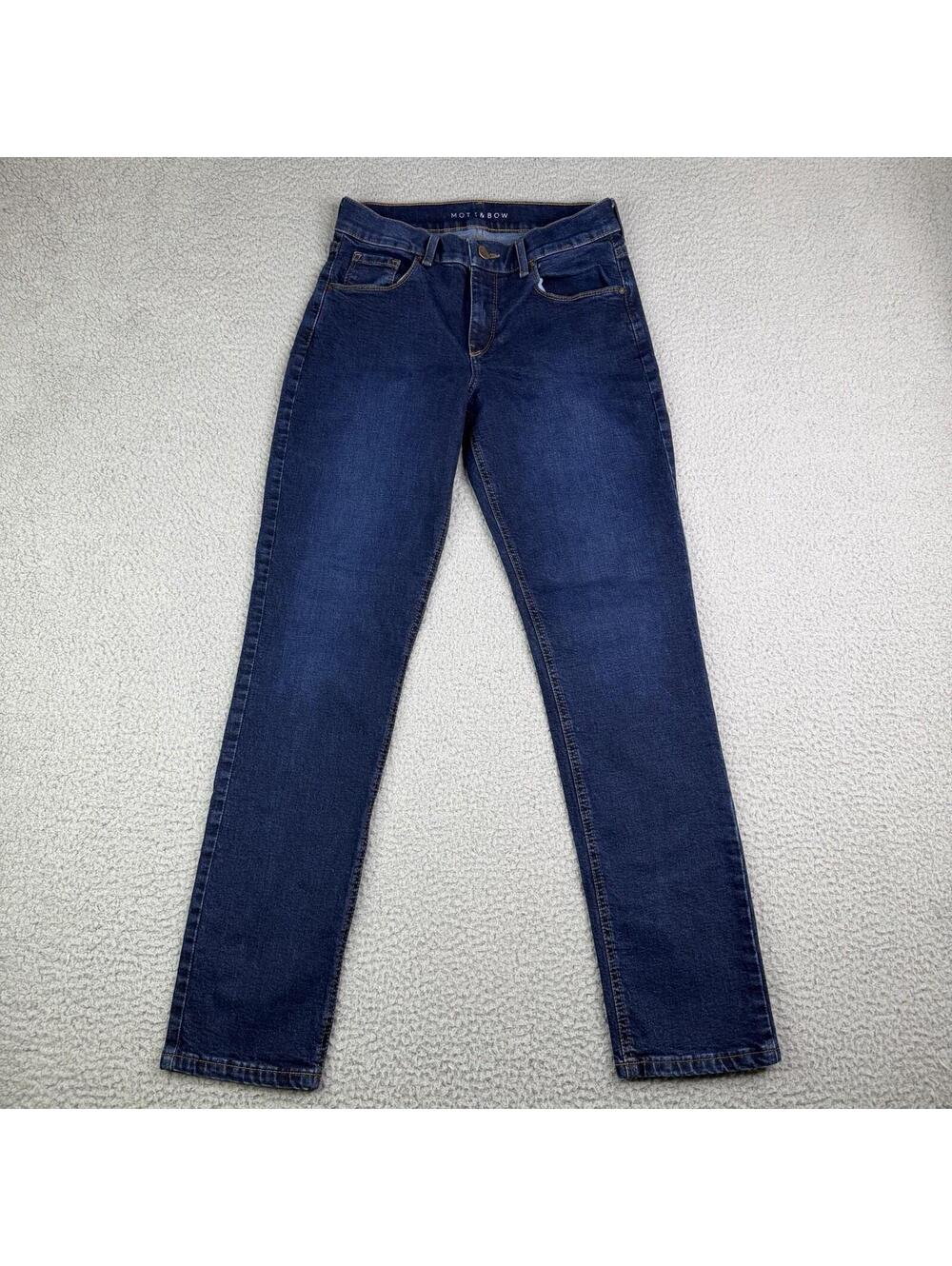 Mott & Bow Slim Straight Dark Blue Denim Jeans Men's 27x30 Mid Rise Stretch